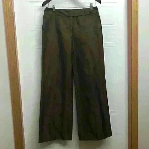 Laurel Pants Metallic Sheen Retro Wide  Leg Button Accent Bronze - Picture 11 of 12
